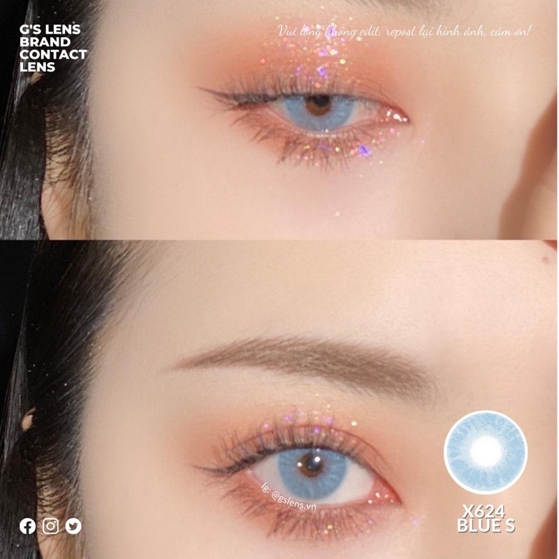 Kính áp tròng 6 tháng X624 BLUE màu xanh dương sáng tây giãn tròng nhỏ GTRENDY - MC38