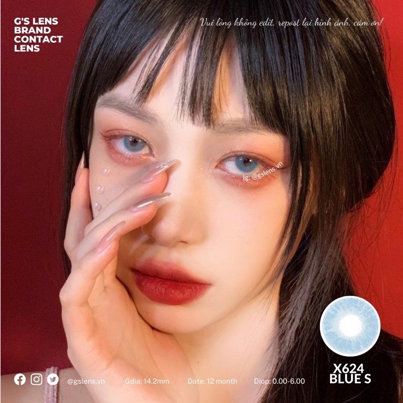 Kính áp tròng 6 tháng X624 BLUE màu xanh dương sáng tây giãn tròng nhỏ GTRENDY - MC38