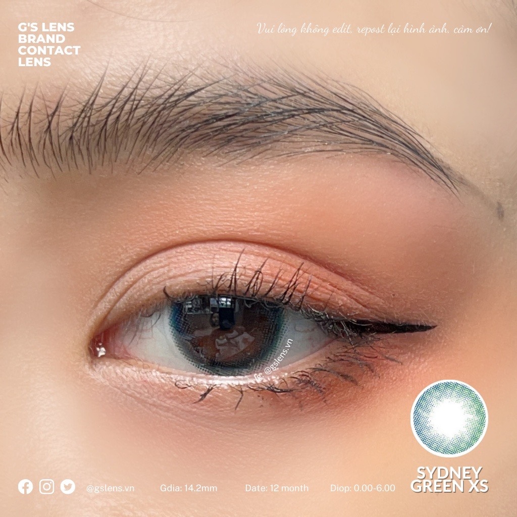 Lens Mắt SYDNEY GREEN Size S 14.2mm (0-6 độ)