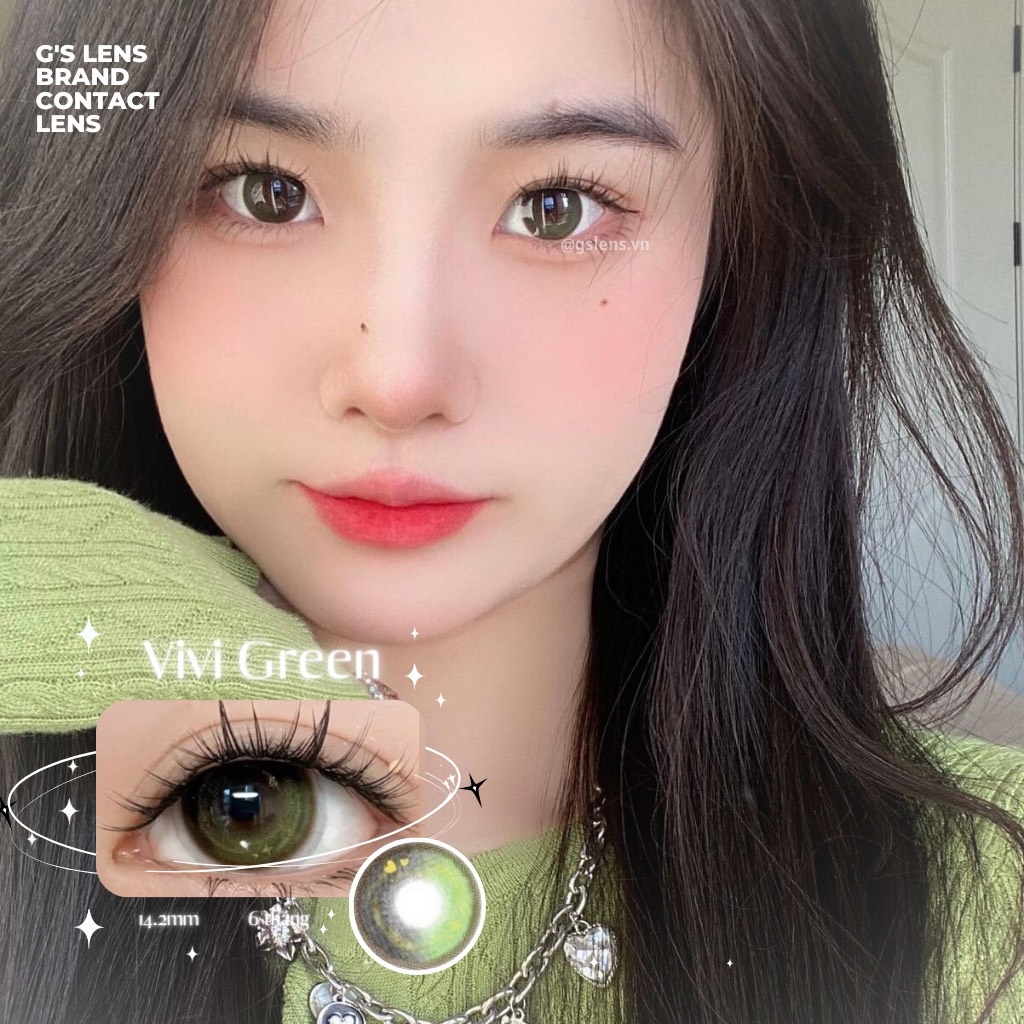 Kính áp tròng 6 tháng VIVI GREEN màu xanh lá sáng tây giãn tròng nhỏ GTRENDY - MC38