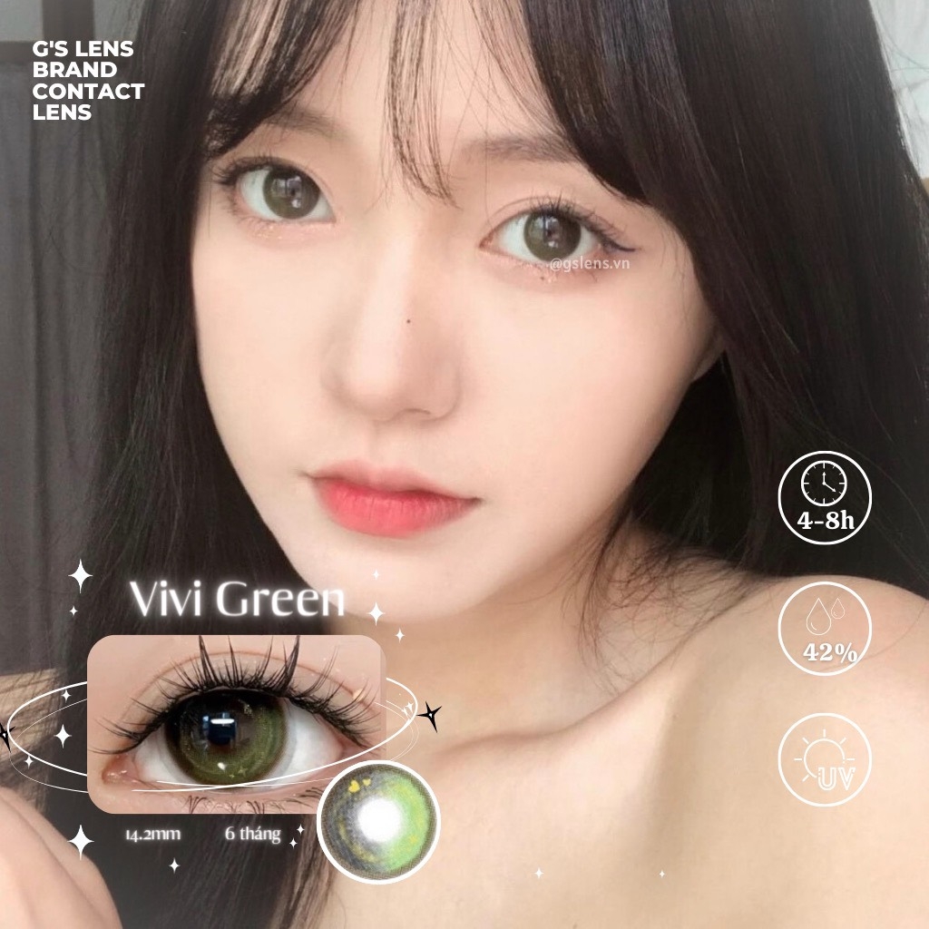 Kính áp tròng 6 tháng VIVI GREEN màu xanh lá sáng tây giãn tròng nhỏ GTRENDY - MC38