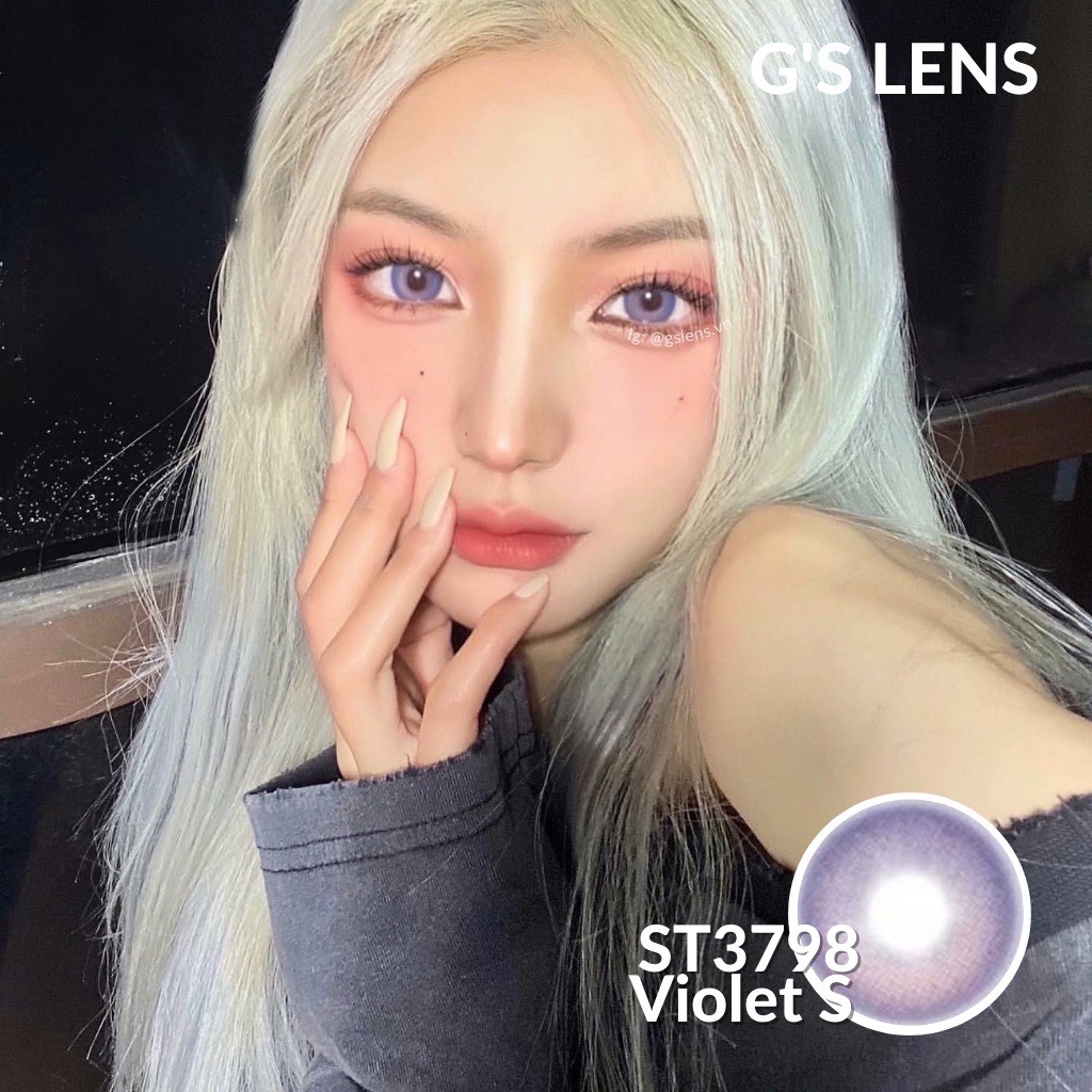 Kính áp tròng 6 tháng ST3798 VIOLET màu tím sáng tây giãn tròng nhỏ GTRENDY - MC38