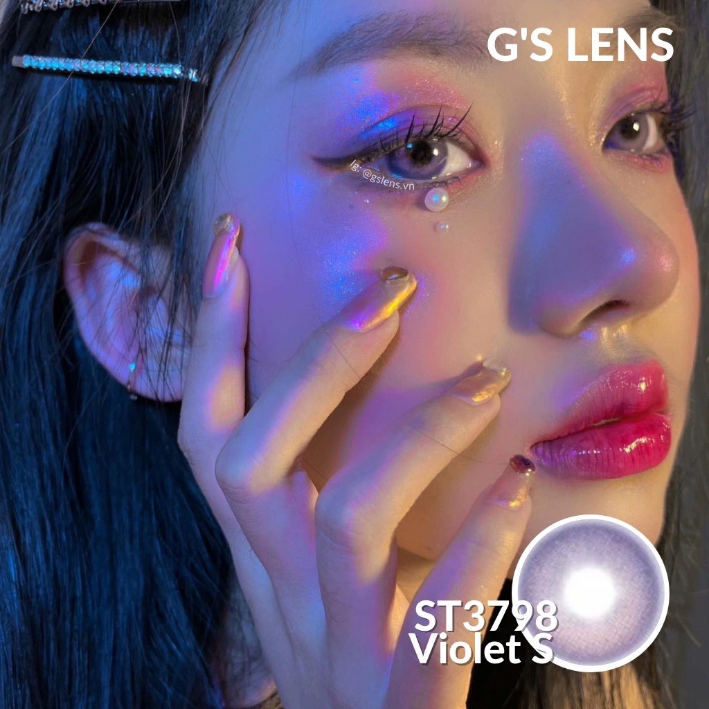 Kính áp tròng 6 tháng ST3798 VIOLET màu tím sáng tây giãn tròng nhỏ GTRENDY - MC38
