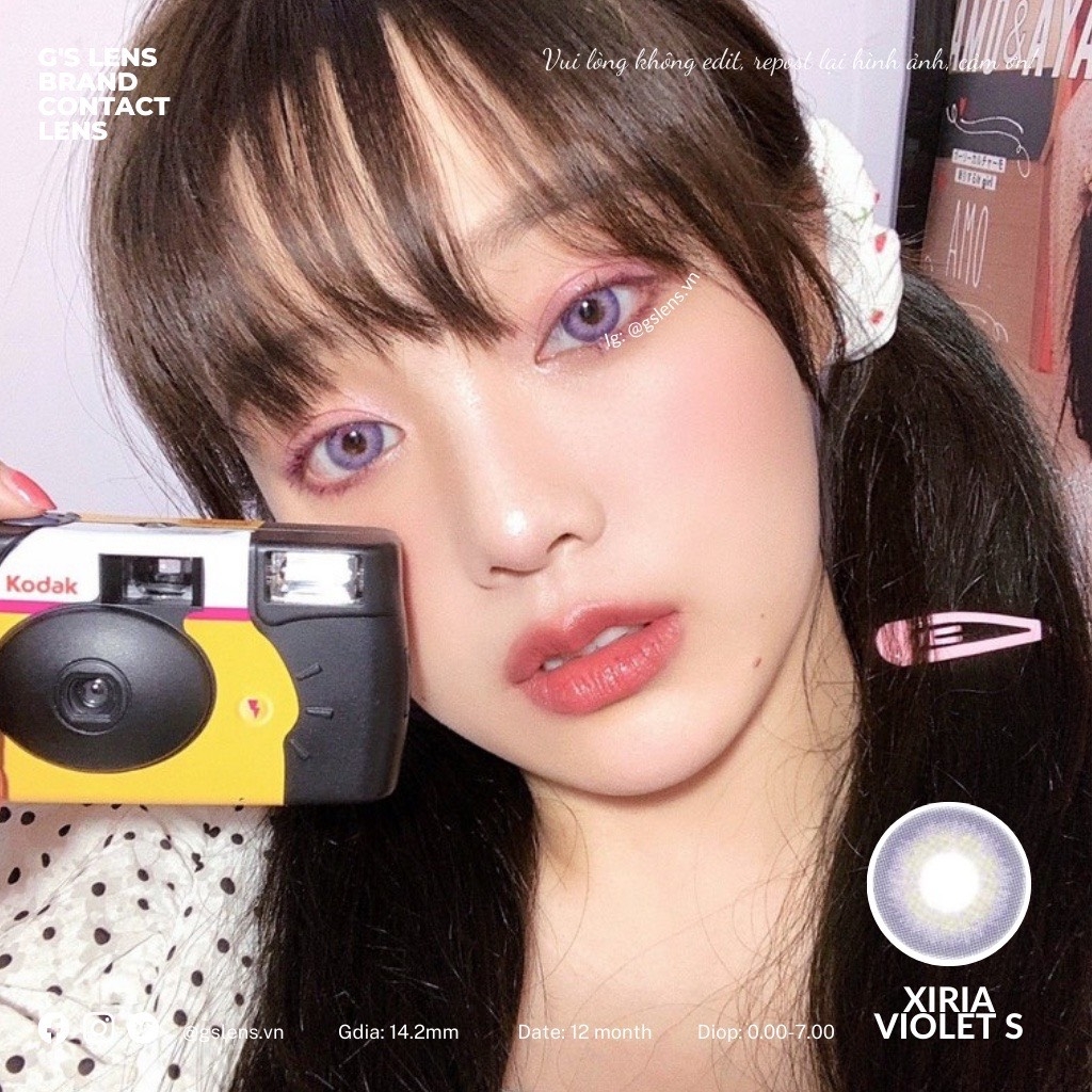 Kính áp tròng 6 tháng XIRIA VIOLET màu tím sáng tây giãn tròng nhỏ GTRENDY - MC38