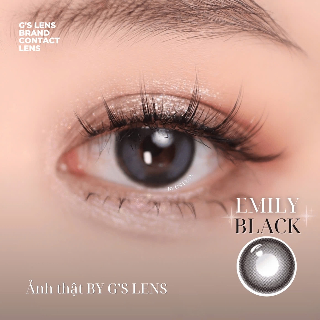 Kính áp tròng 6 tháng EMILY BLACK màu đen xám tự nhiên giãn tròng nhẹ GTRENDY - MC38