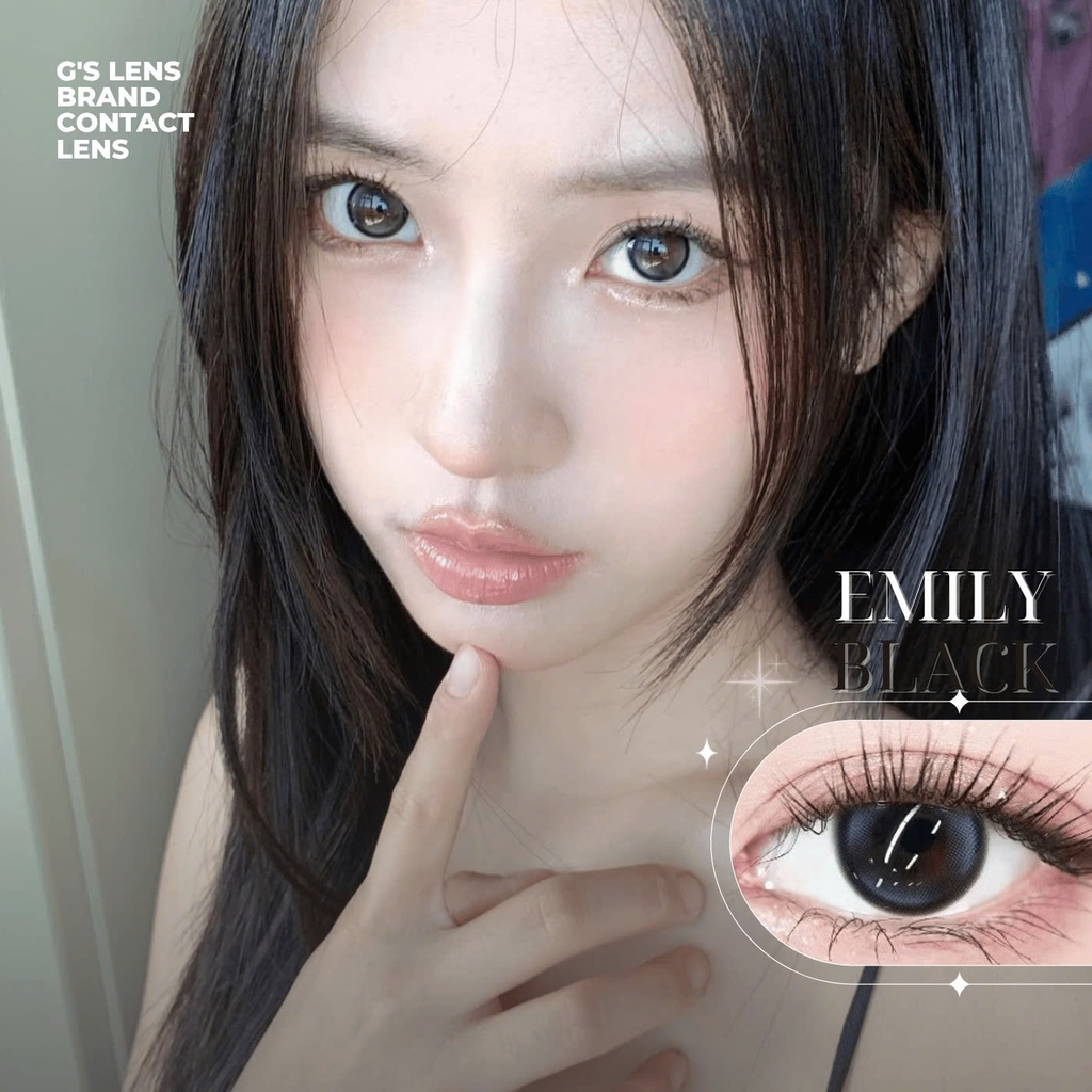 Kính áp tròng 6 tháng EMILY BLACK màu đen xám tự nhiên giãn tròng nhẹ GTRENDY - MC38