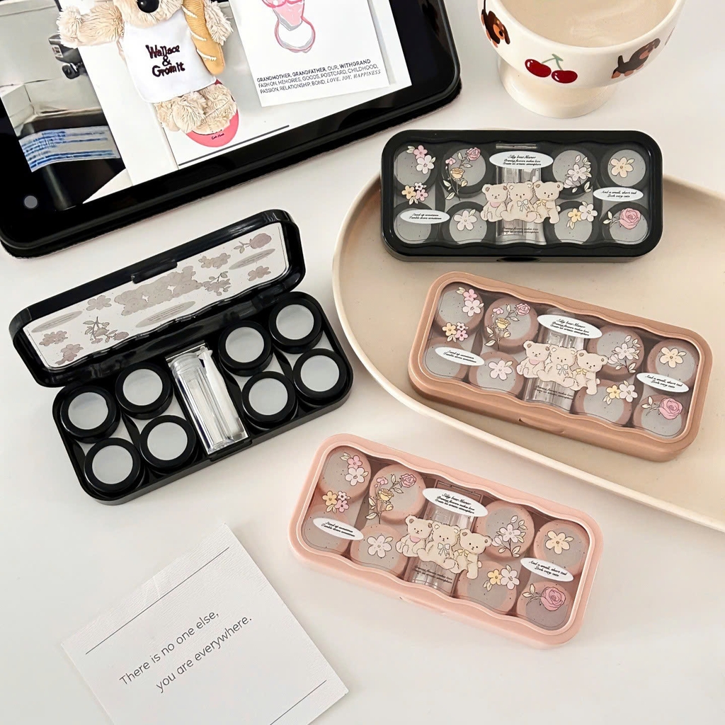 Khay 4 Cặp Gấu Thỏ Các Loại - Case Hộp Đựng Lens