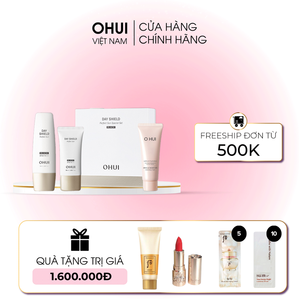Bộ Kem Chống Nắng Ohui Day Shield Perfect Sun Black 3pcs