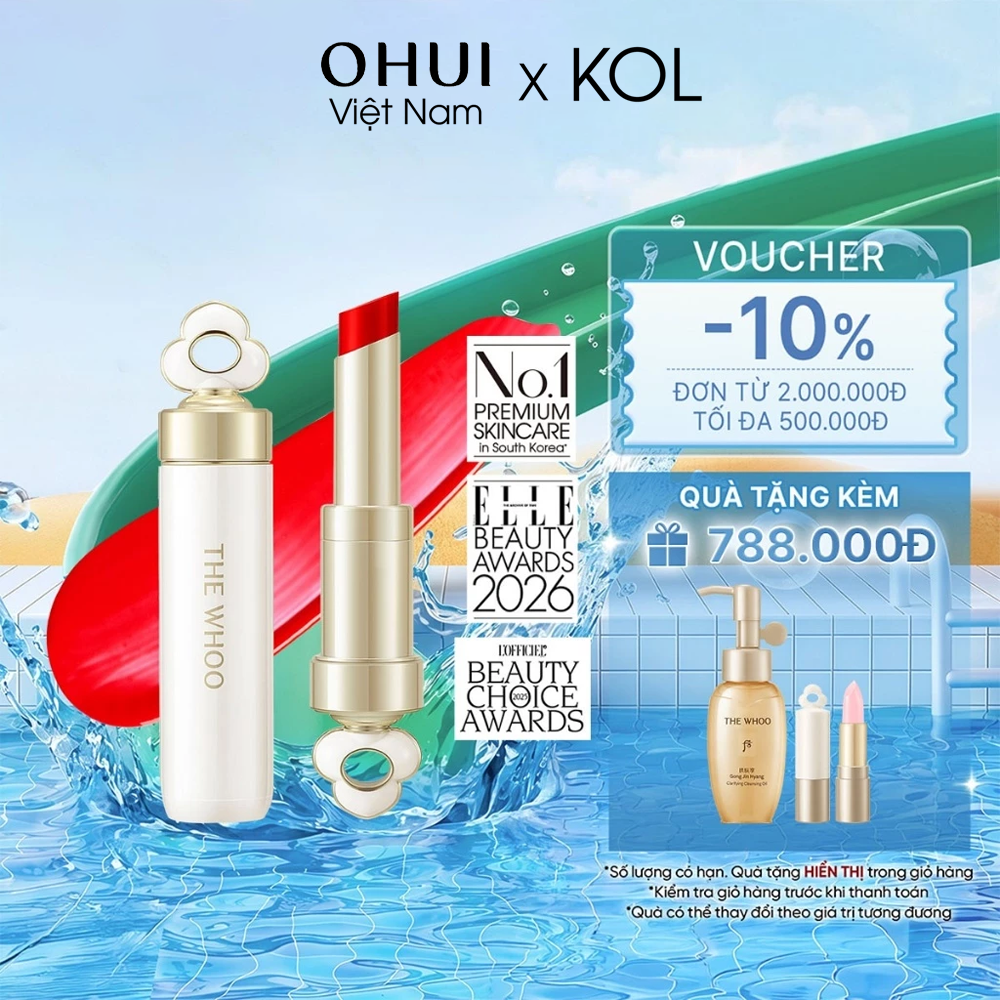 [KOL x OHUI] Bộ Son Dưỡng Môi Đông Y Whoo Mi Glow Lip Balm Set Bloom Red