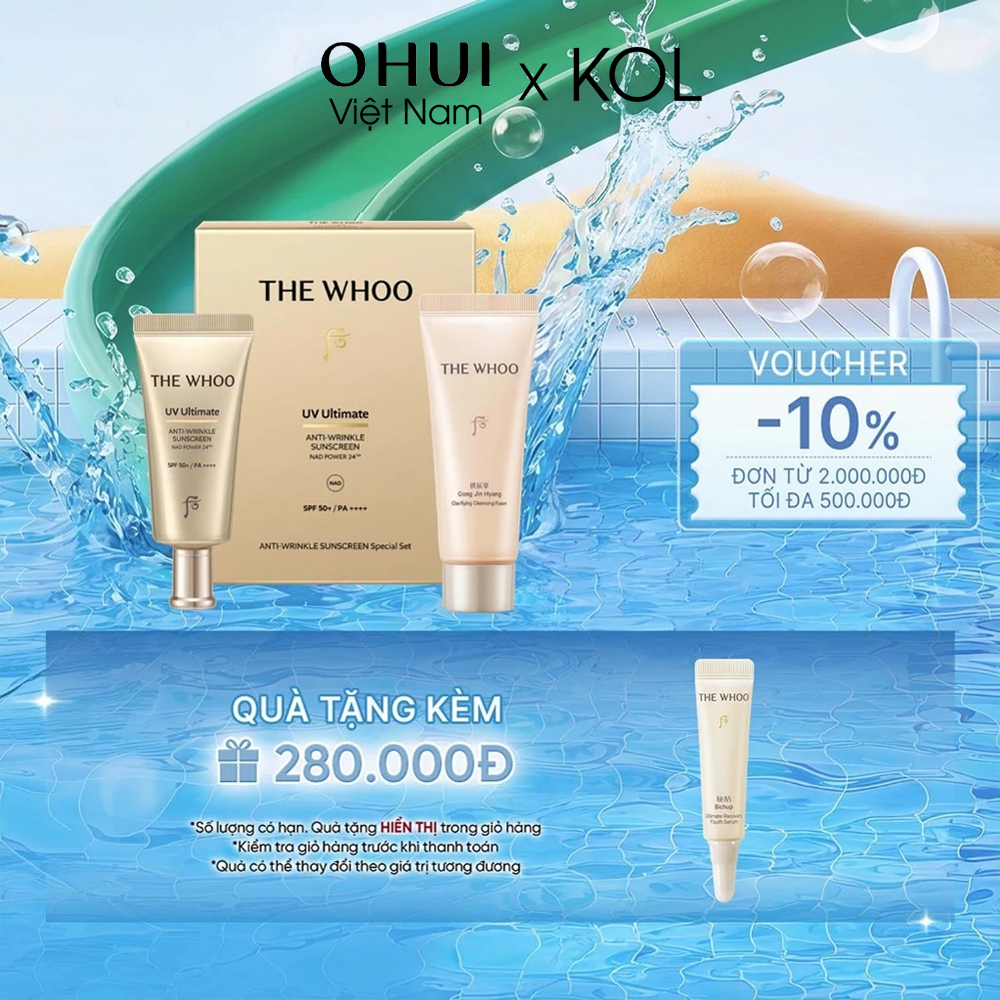 [KOL x OHUI] Bộ Kem chống nắng Whoo Vàng Anti Wrinkle Sunscreen Set Y25