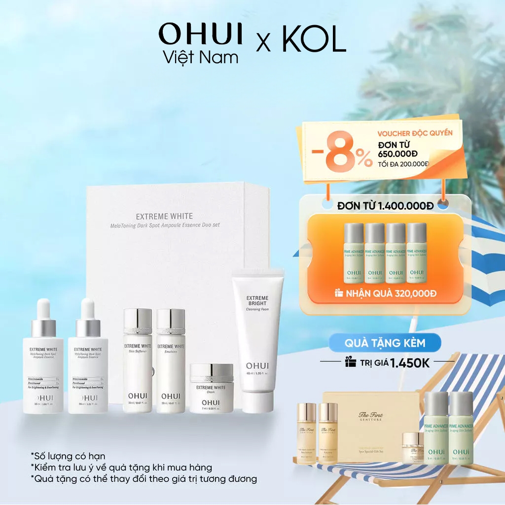 [KOL x OHUI] Bộ Dưỡng Da Ohui Extreme White Melatoing Due Set