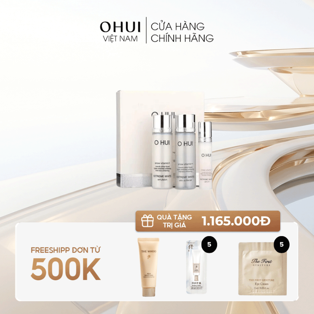 Bộ sản phẩm dưỡng trắng da Ohui Extreme White Miniature Kit 3 sản phẩm