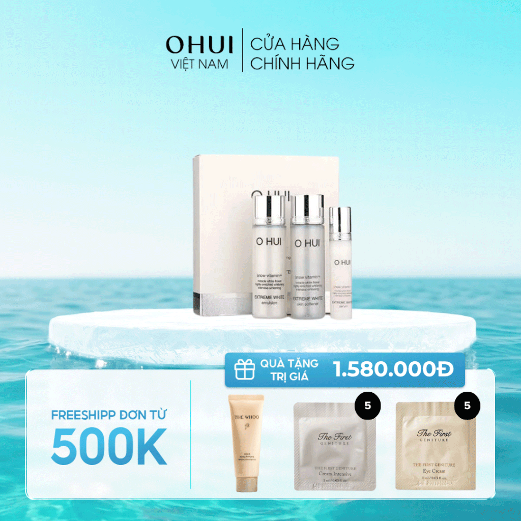 Bộ sản phẩm dưỡng trắng da Ohui Extreme White Miniature Kit 3 sản phẩm