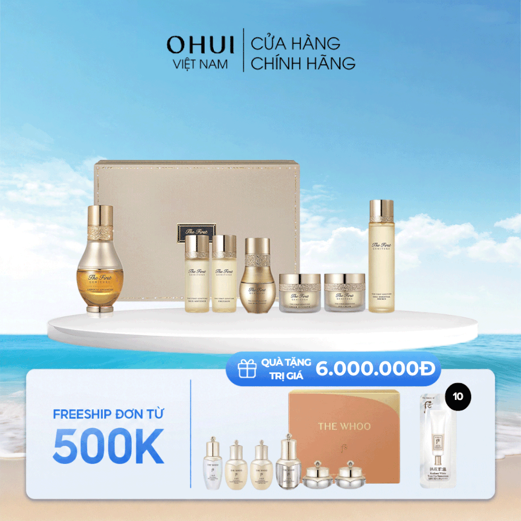 Bộ dưỡng trẻ hóa tinh chất vàng OHUI The First Ampoule Advanced Special Set