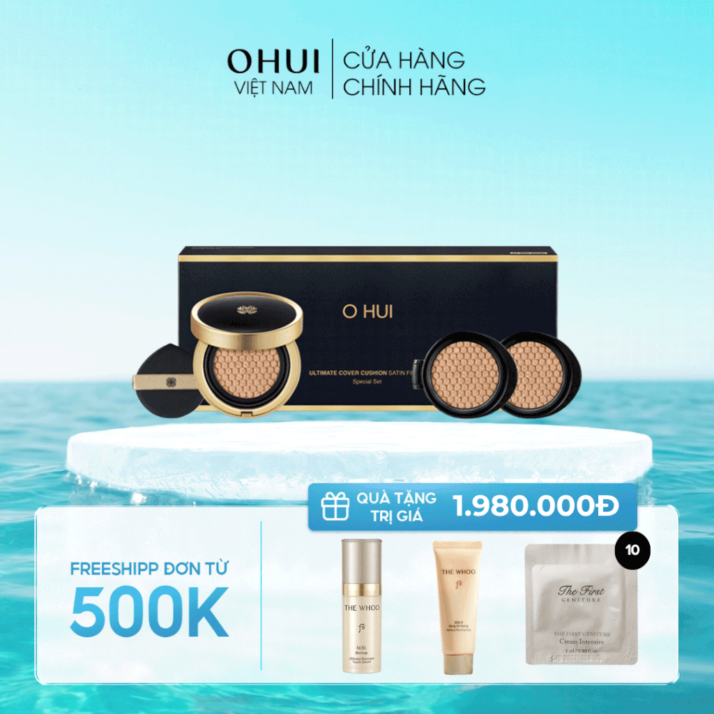 Bộ phấn Nước Ohui Ultimate Cover Cushion Satin 3pcs