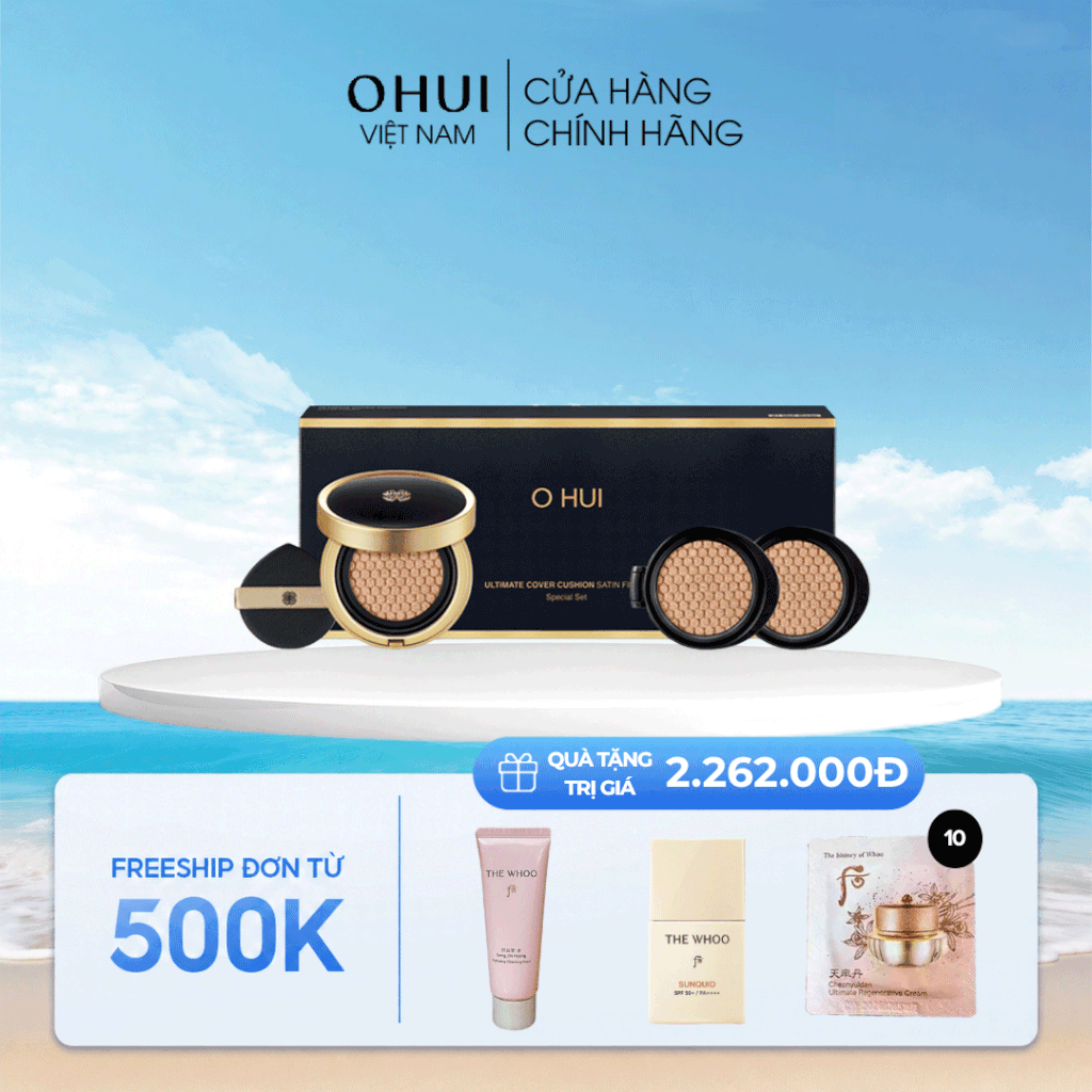 Bộ phấn Nước Ohui Ultimate Cover Cushion Satin 3pcs