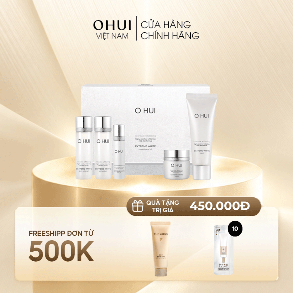 Bộ sản phẩm dưỡng trắng da Ohui Extreme White Miniature Kit 5 sản phẩm