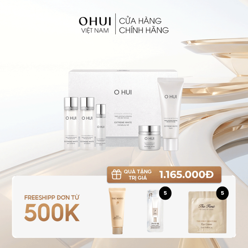 Bộ sản phẩm dưỡng trắng da Ohui Extreme White Miniature Kit 5 sản phẩm