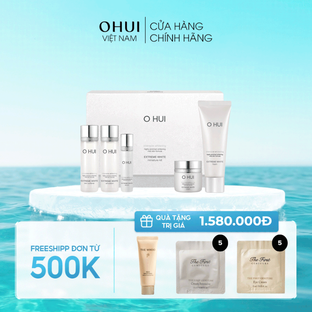 Bộ sản phẩm dưỡng trắng da Ohui Extreme White Miniature Kit 5 sản phẩm