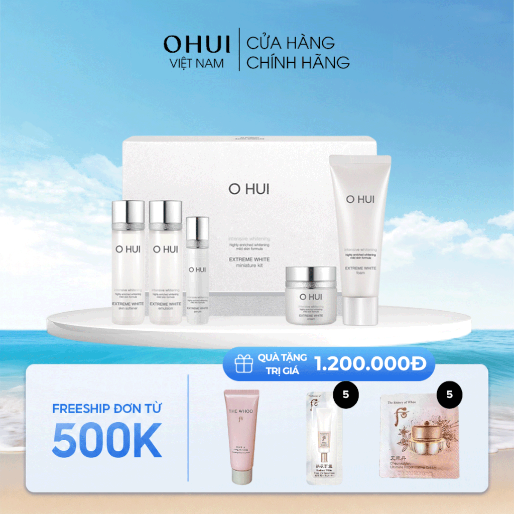 Bộ sản phẩm dưỡng trắng da Ohui Extreme White Miniature Kit 5 sản phẩm
