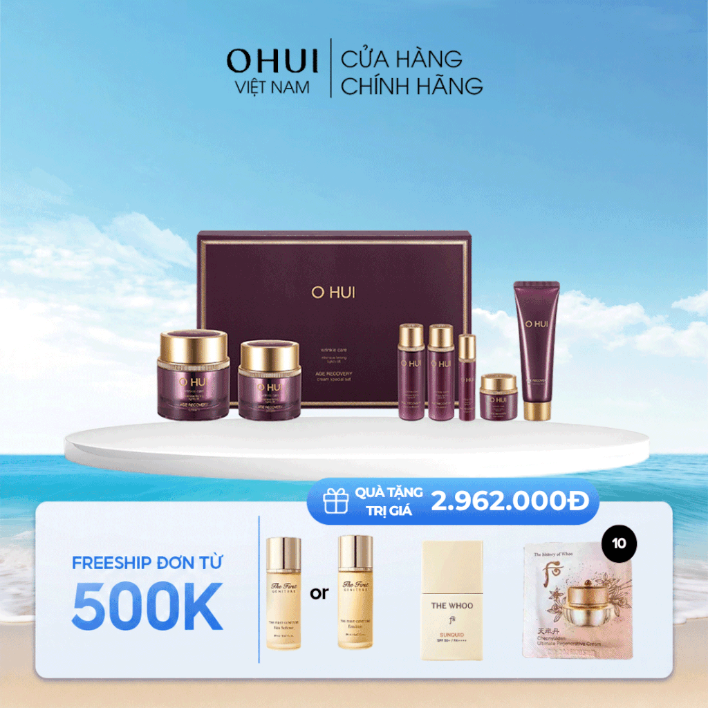 Set Kem chống lão hóa cải thiện nếp nhăn Ohui Age Recovery Cream 80ml