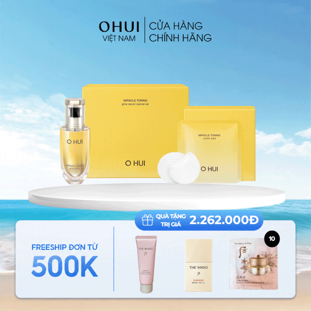 Bộ Dưỡng Sáng Da Vitamin C Ohui Miracle Toning Glow Serum 50ml