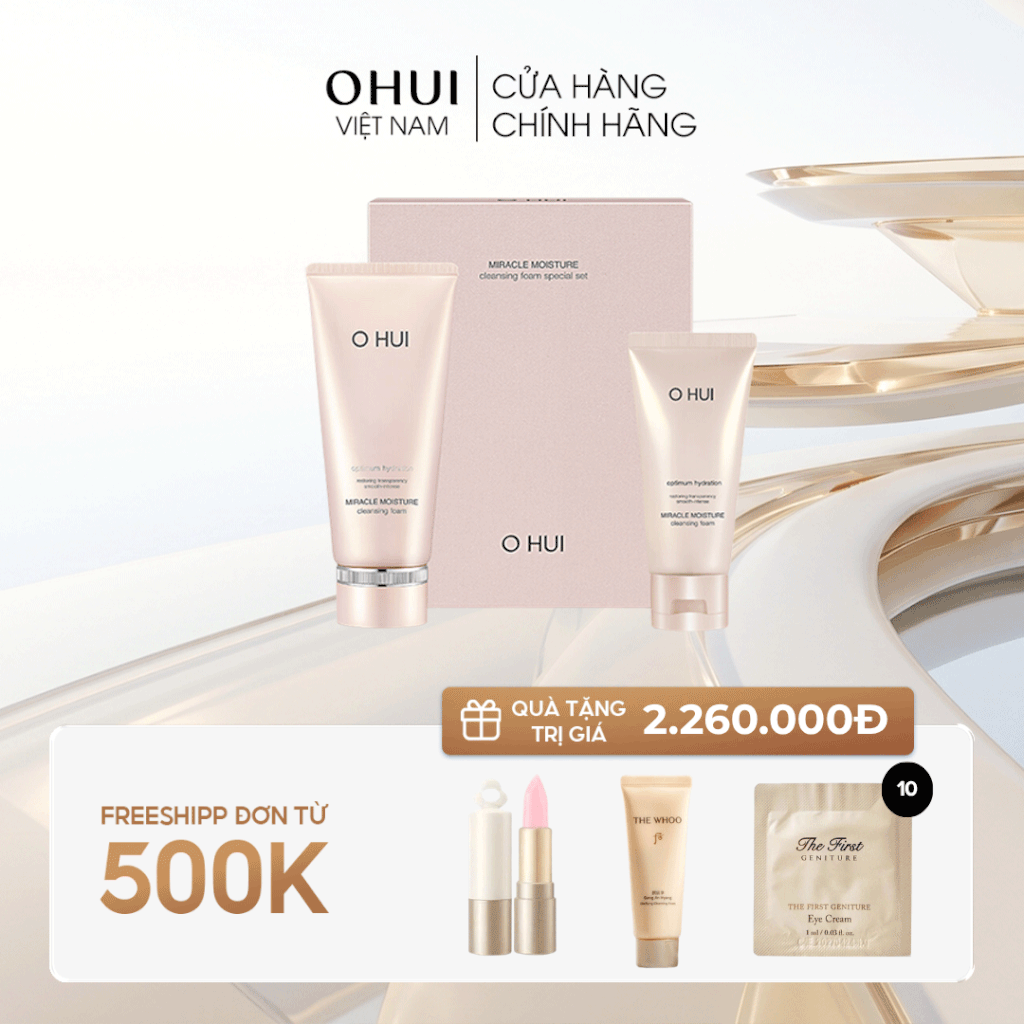 Bộ Sữa Rửa Mặt Dưỡng Ẩm OHUI Miracle Moisture Cleansing Foam