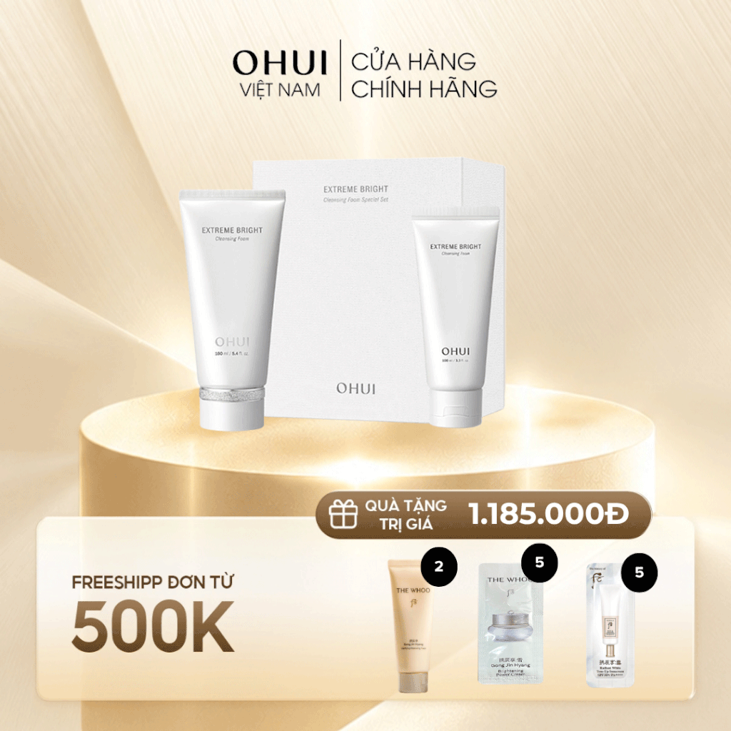 Bộ sữa rửa mặt dưỡng trắng da OHUI Extreme Bright Cleansing Foam