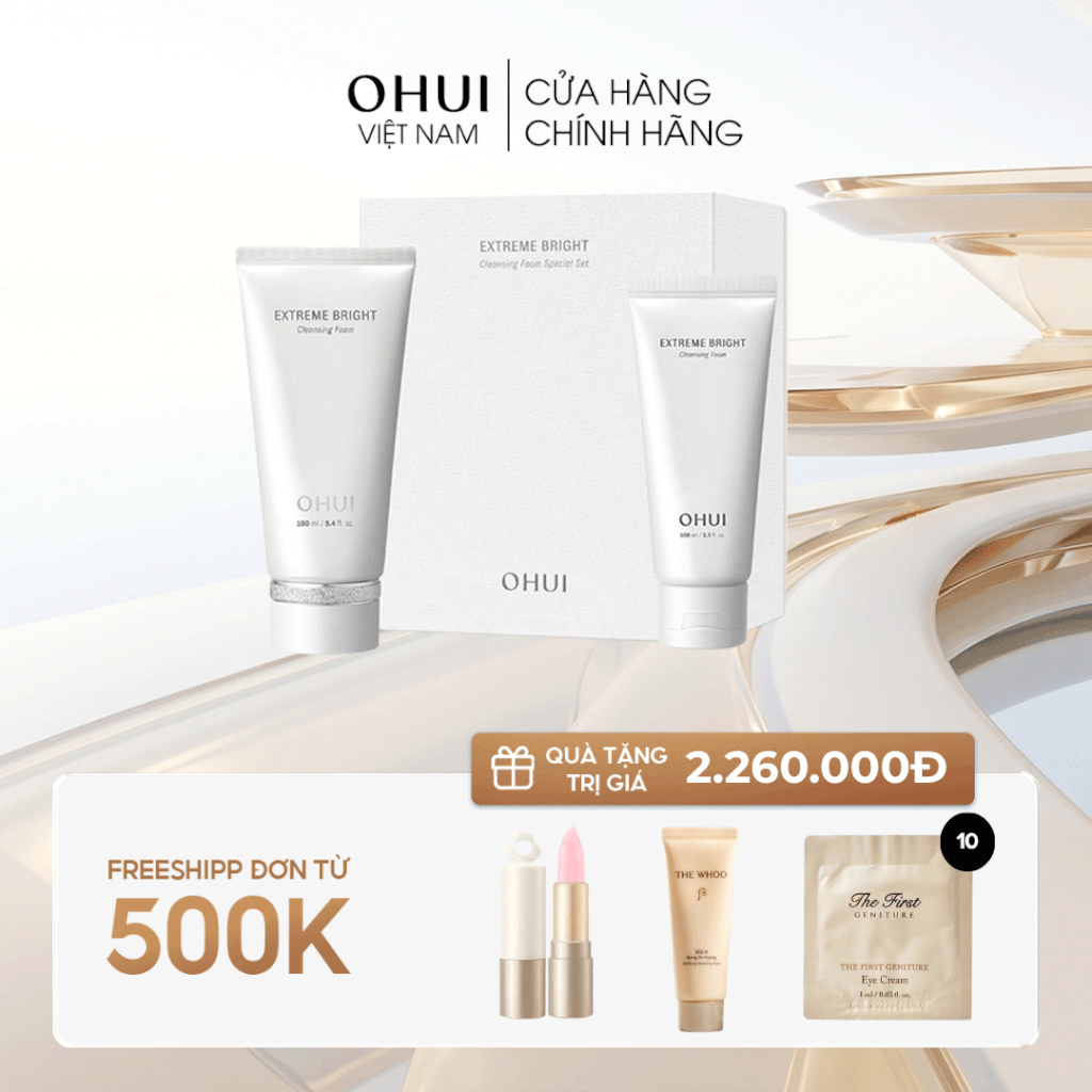 Bộ sữa rửa mặt dưỡng trắng da OHUI Extreme Bright Cleansing Foam