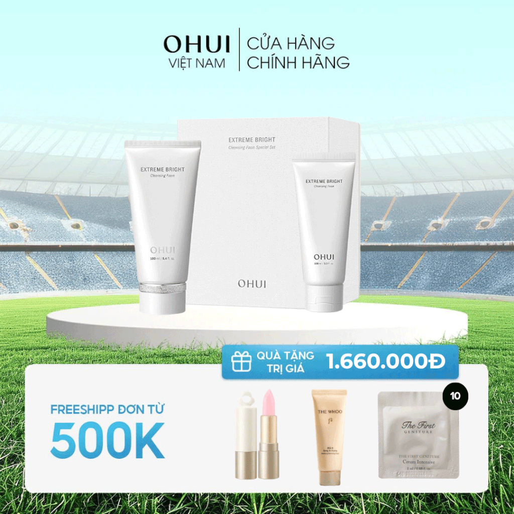 Bộ sữa rửa mặt dưỡng trắng da OHUI Extreme Bright Cleansing Foam