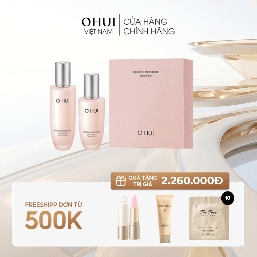 Bộ Nước Cân Bằng Ohui Miracle Moisture Pink Barrier Skin Softener Set