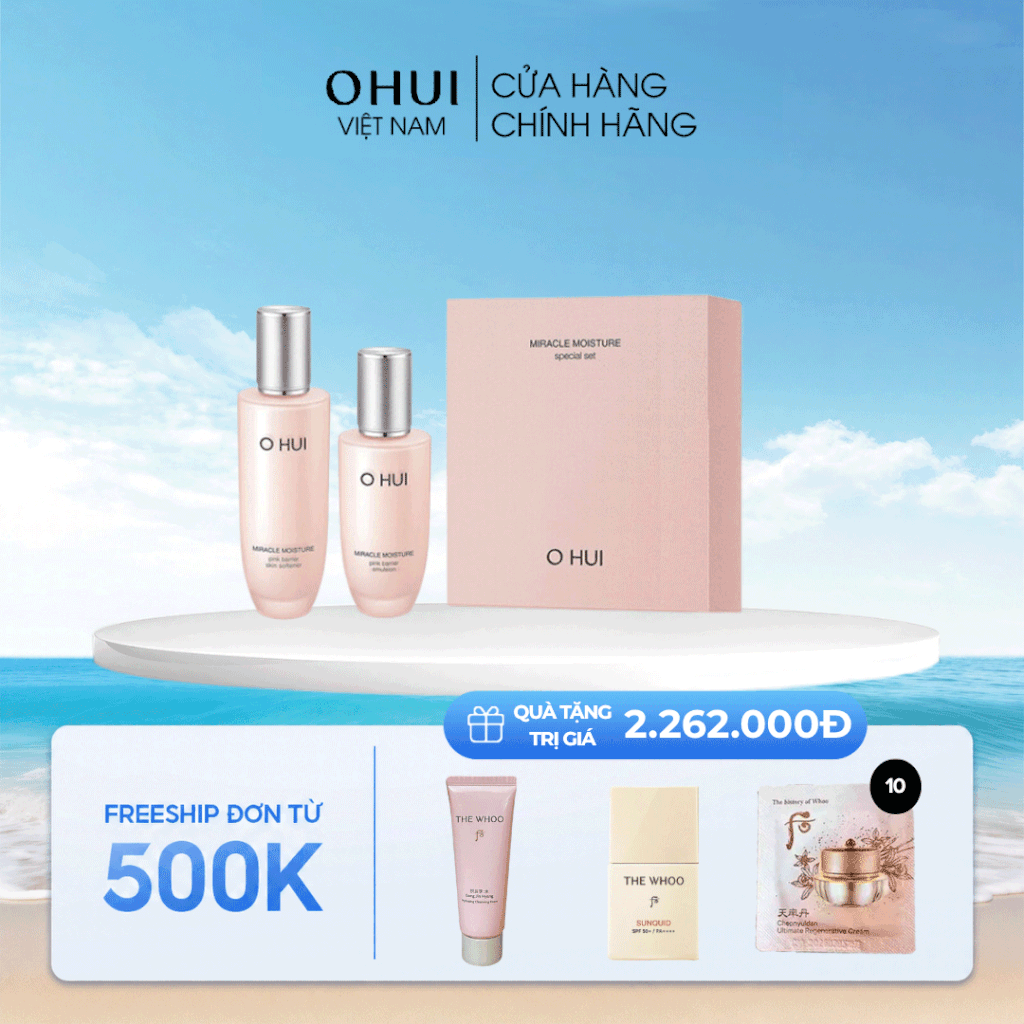 Bộ Nước Cân Bằng Ohui Miracle Moisture Pink Barrier Skin Softener Set