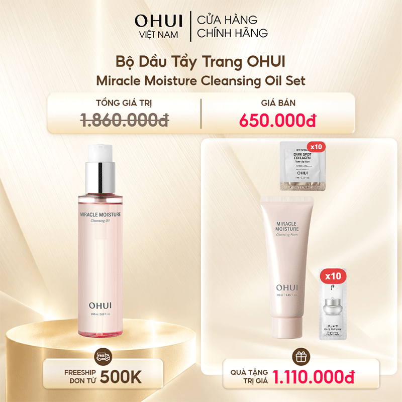 Bộ Dầu Tẩy Trang OHUI Miracle Moisture Cleansing Oil Set