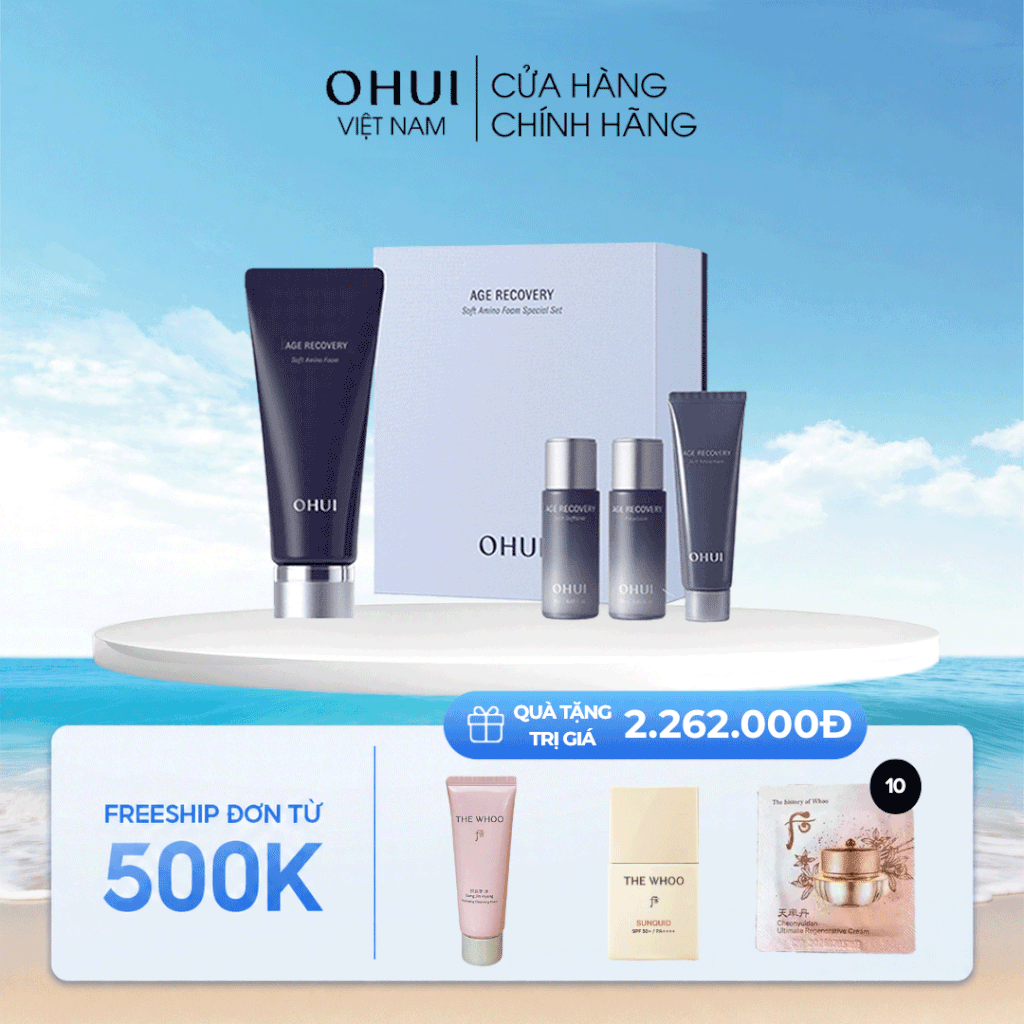 Bộ sữa rửa mặt cải thiện nếp nhăn Ohui Age Recovery Foam Cleanser