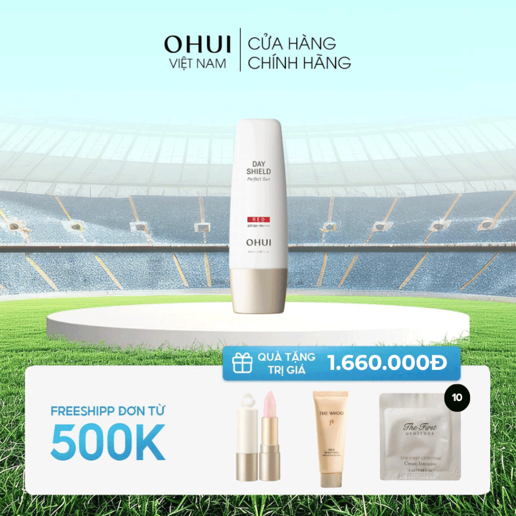 Kem chống nắng OHUI Day Shield Perfect Sun Red cho da dễ ửng đỏ