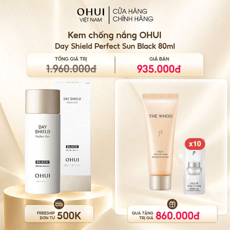 Kem chống nắng kiểm soát dầu OHUI Day Shield Perfect Sun Black