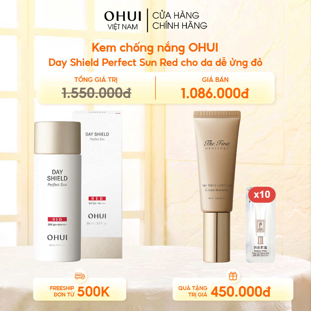Kem chống nắng OHUI Day Shield Perfect Sun Red cho da dễ ửng đỏ
