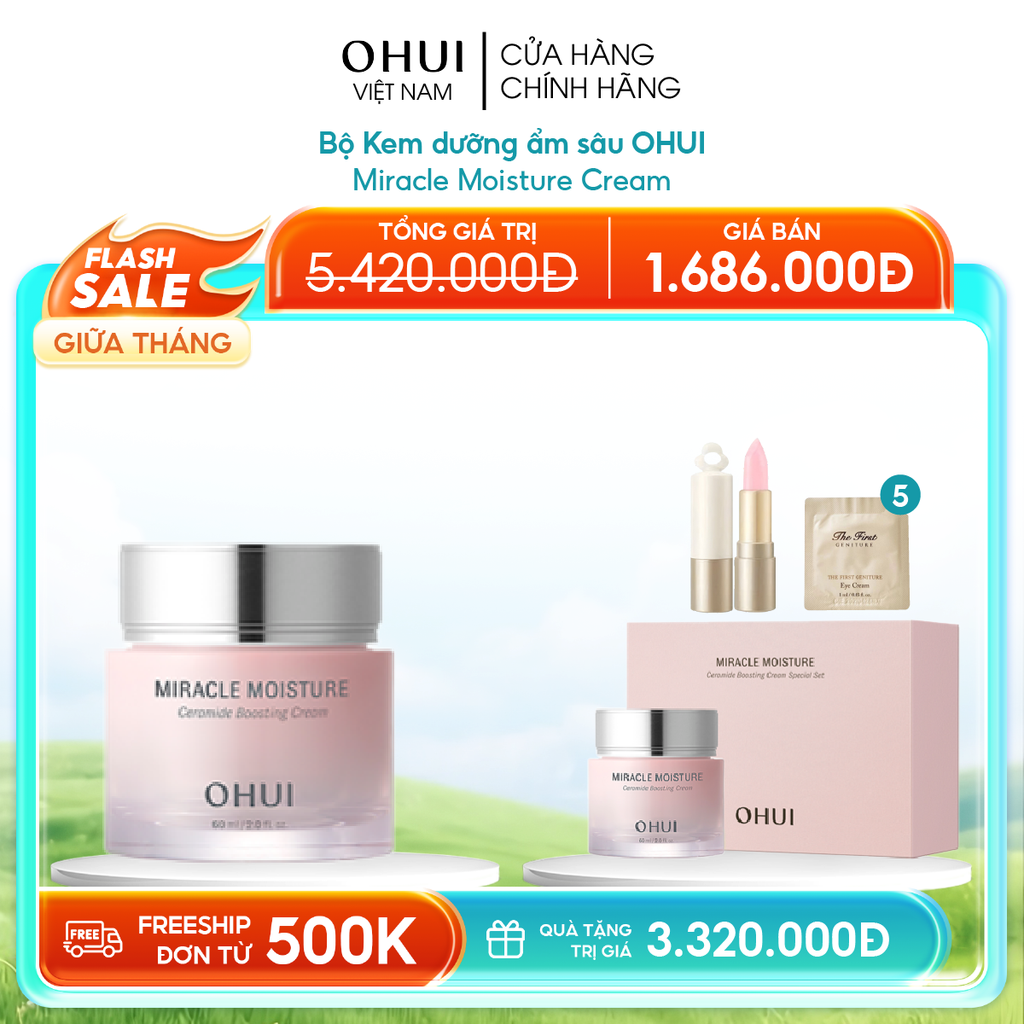 Bộ Kem dưỡng ẩm sâu OHUI Miracle Moisture Cream
