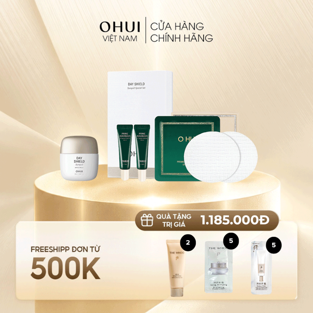 Bộ kem chống nắng dạng sữa Ohui Day Shield Sunquid 3pcs Set