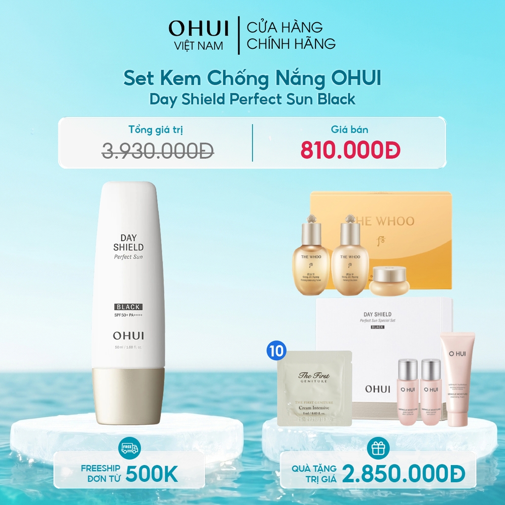 Set Kem Chống Nắng Ohui Day Shield Perfect Sun Black