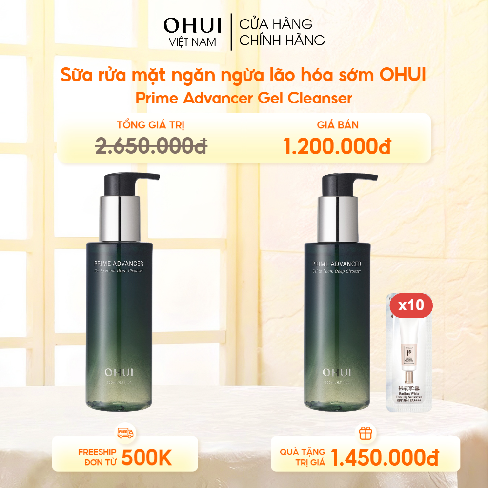 Sữa rửa mặt ngăn ngừa lão hóa sớm OHUI Prime Advancer Gel Cleanser