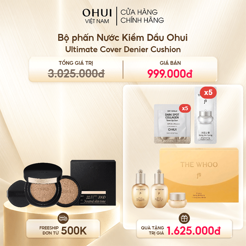 Bộ phấn Nước Kiềm Dầu Ohui Ultimate Cover Denier Cushion