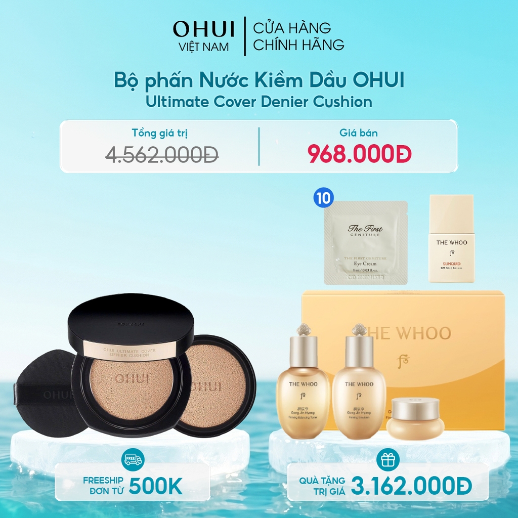 Bộ phấn Nước Kiềm Dầu Ohui Ultimate Cover Denier Cushion