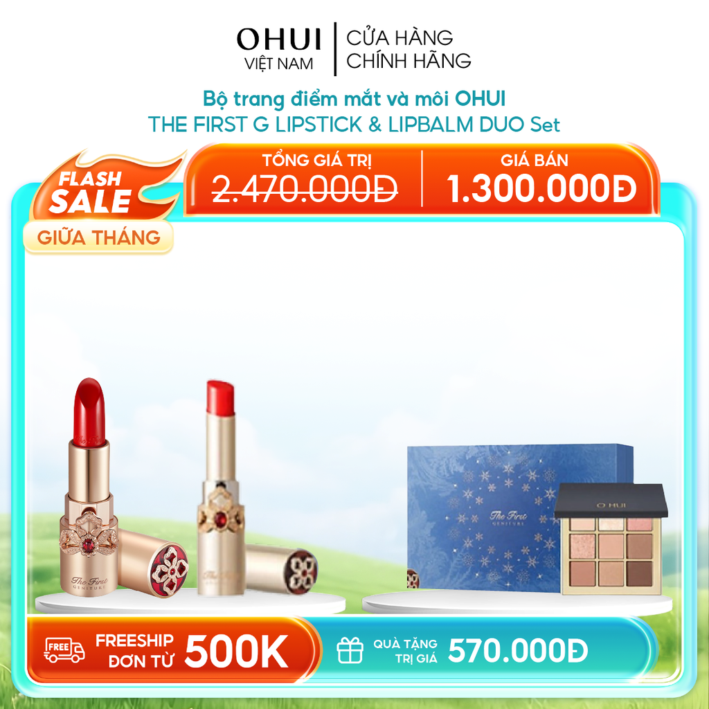 Bộ Son Dưỡng Môi OHUI The First Geniture Lipstick Và Lipbalm Due Set