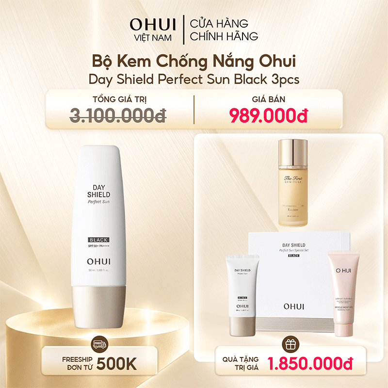 Bộ Kem Chống Nắng Ohui Day Shield Perfect Sun Black 3pcs