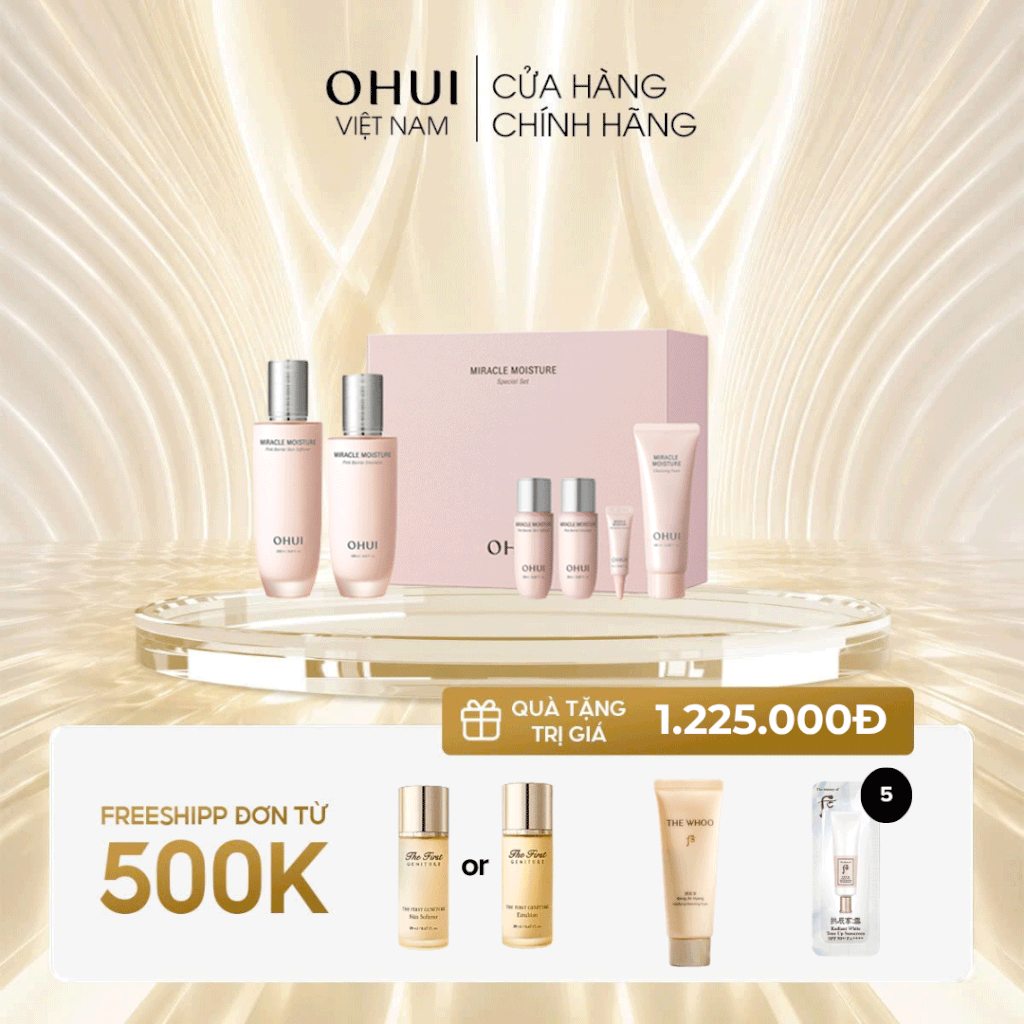 Bộ Dưỡng Ẩm Ohui Miracle Moisture Pink Barrier 2pcs Set