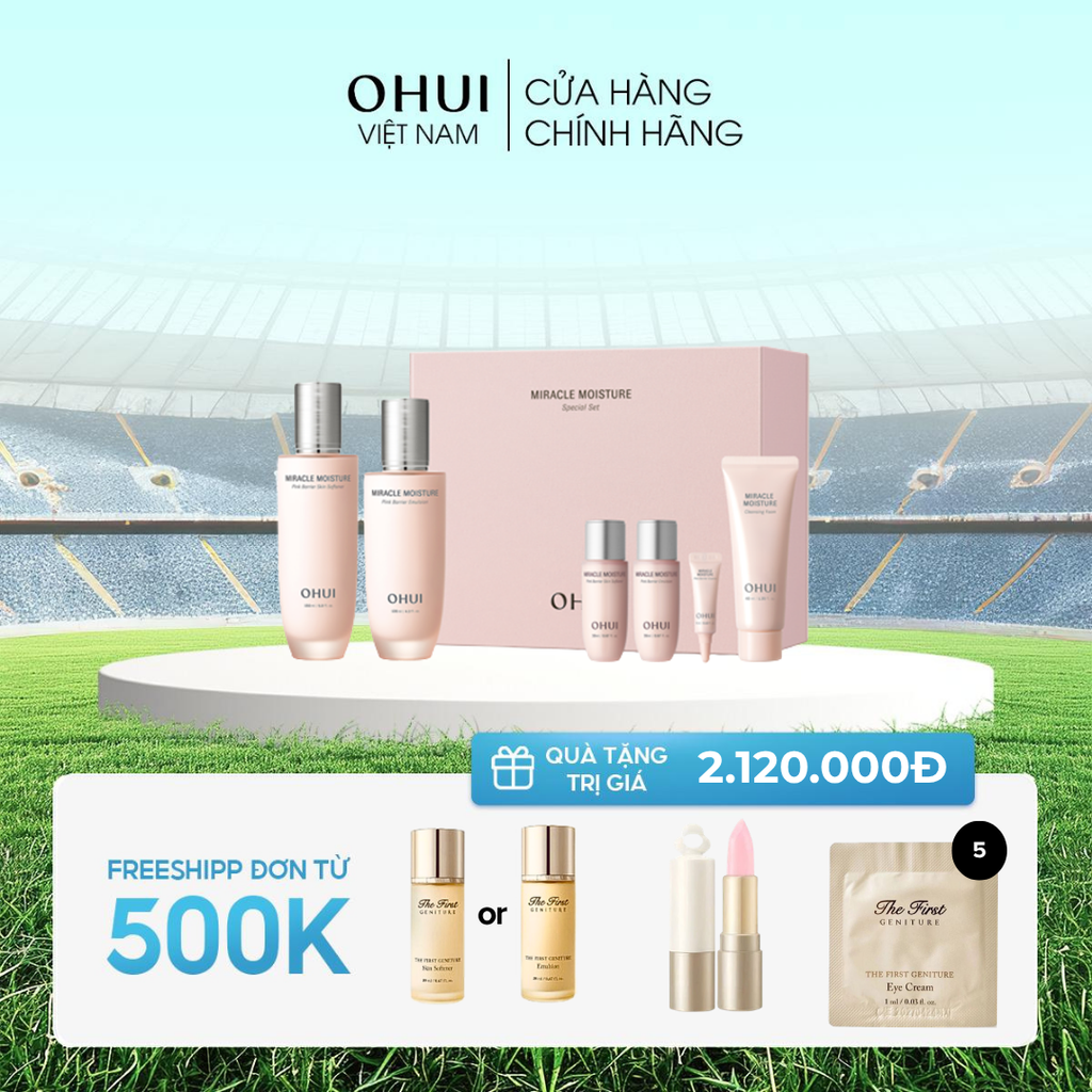 Bộ Dưỡng Ẩm Ohui Miracle Moisture Pink Barrier 2pcs Set