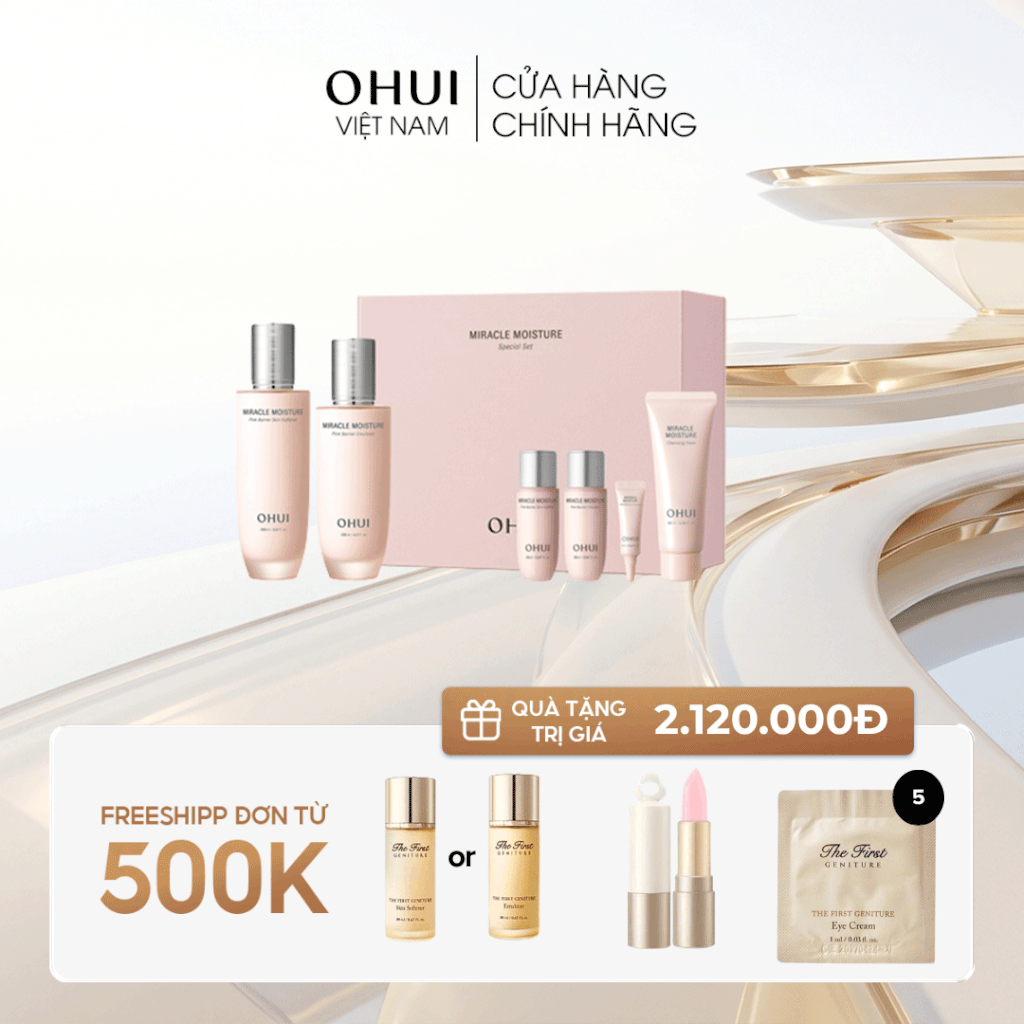 Bộ Dưỡng Ẩm Ohui Miracle Moisture Pink Barrier 2pcs Set