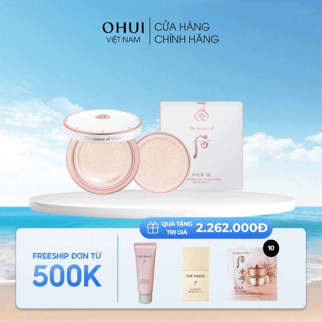 Cushion đa năng Gongjinhyang Seol Radiant White Tone Up Sun Cushion SPF50+,PA+++