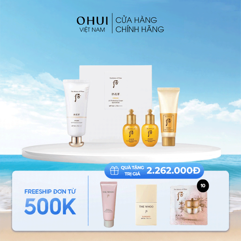 Bộ Kem Chống Nắng Whoo Gongjinhyang Fresh Sun Cream SPF50+/PA++++
